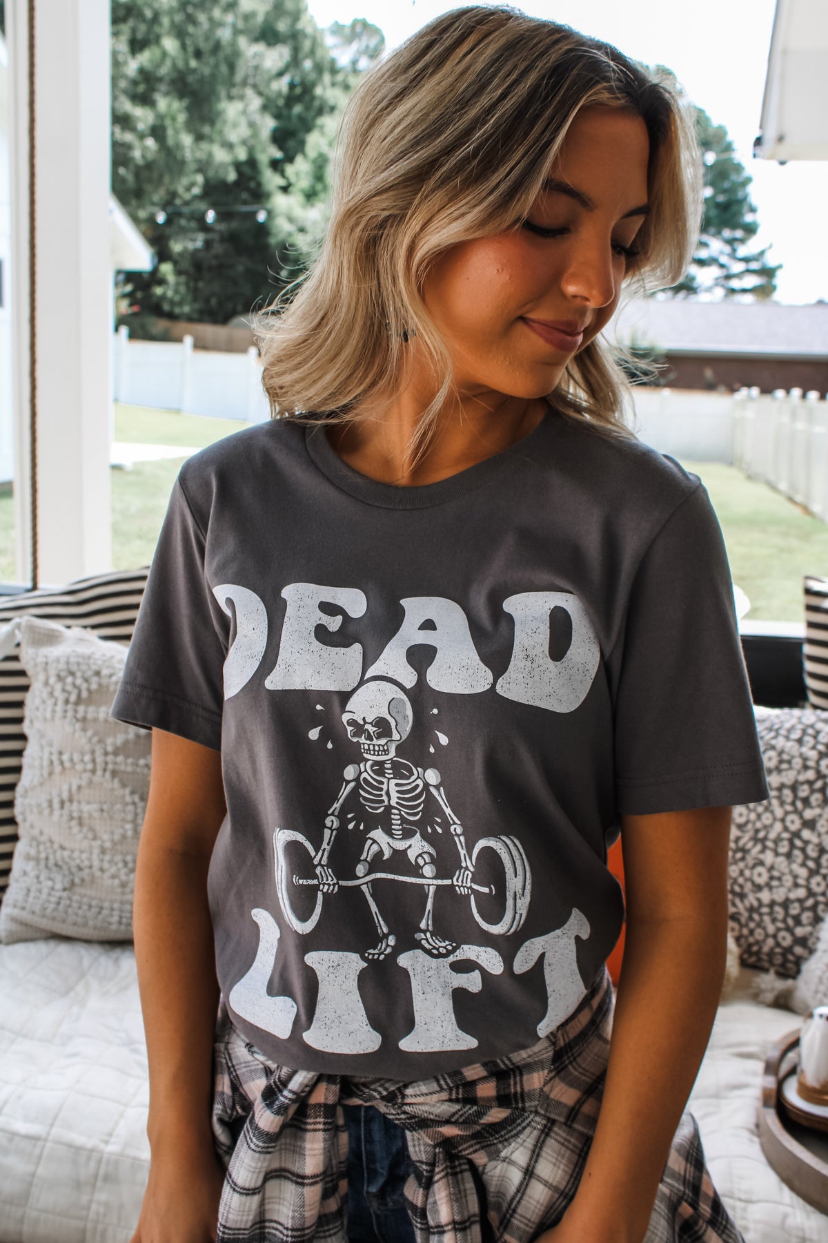 Dead Lift Skeleton Graphic Tee • Graphite - FINAL SALE