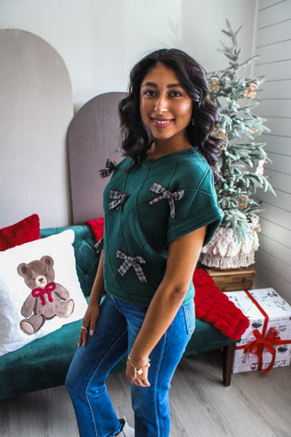 New Traditions Bow Sweater • Emerald