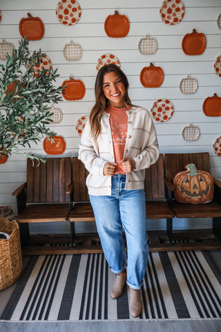 All Things Cozy Striped Cardigan • Oatmeal