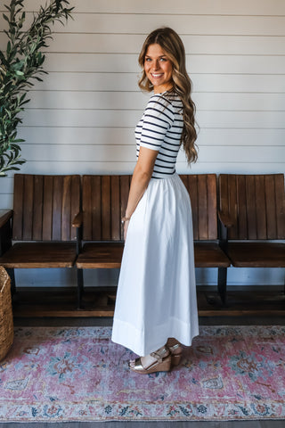 Paris Striped Pocket Dress • White - FINAL SALE