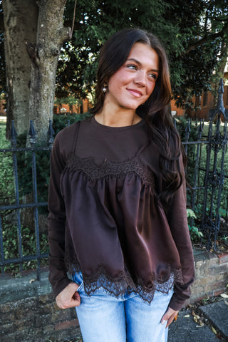 Darling Edge Lace Top • Dark Chocolate