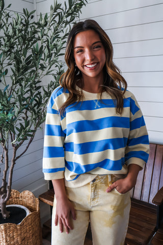 Sunday Striped Crewneck • Blue/Yellow