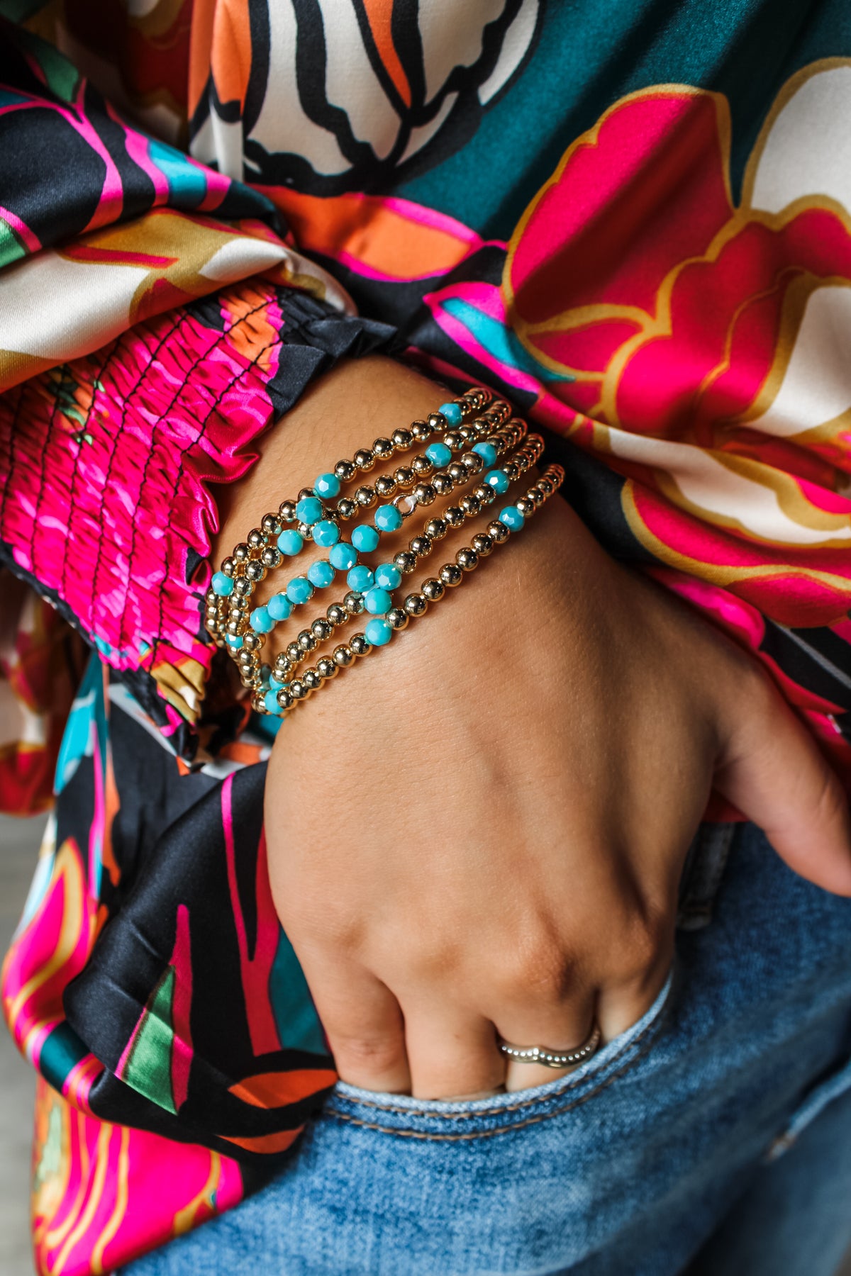 Hope & Joy Cross Bead Bracelet • Turquoise