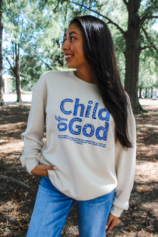 Child Of God Embroidered Scuba Sweatshirt • Oatmeal - FINAL SALE