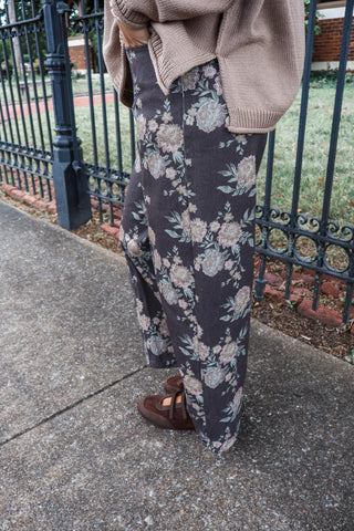 Dusty Blooms Denim Barrel Pants
