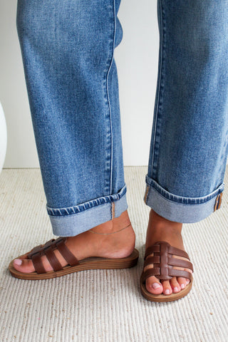 Kenley Strappy Slide • Dark Brown