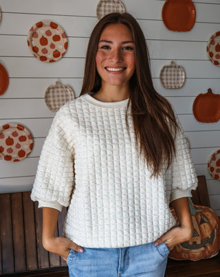 Funfetti Waffle Pullover • Cream