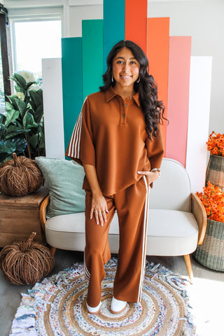 On The Right Track Pants • Caramel