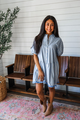 Picnic Perfect Gingham Dress • Blue