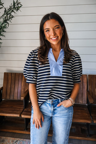 Worth Your While • Navy Stripe