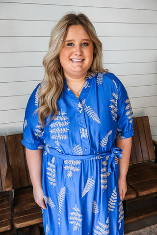 Botanical Beauty Embroidered Maxi • Blue - PLUS