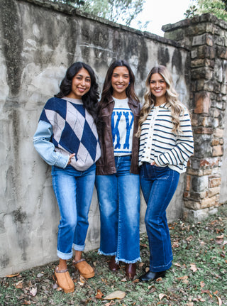 Christmas Past Cardigan Sweater • Navy Stripe