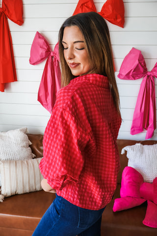 True To You Gingham Top • Red
