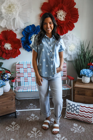 Lucky Stars Denim Shirt • Light Wash