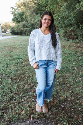 Denver Cable Sweater • Light Grey