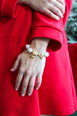 Downtown Darling Bow Bracelet • Pearl