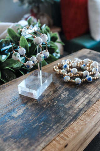 Cottage Charmer Hoop Earrings • White/Blue