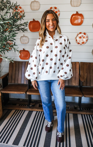 Lola Dotted Pullover • White