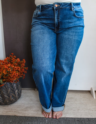 Harper Cuffed Boyfriend Jean • Dark Wash - PLUS