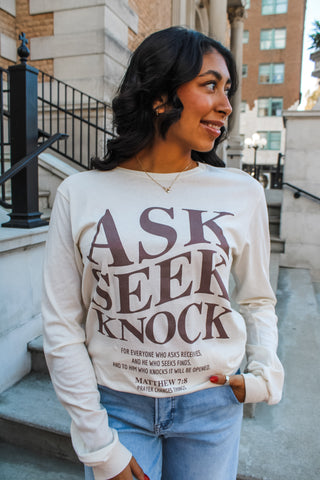 Ask Seek Knock Graphic Tee • Cream