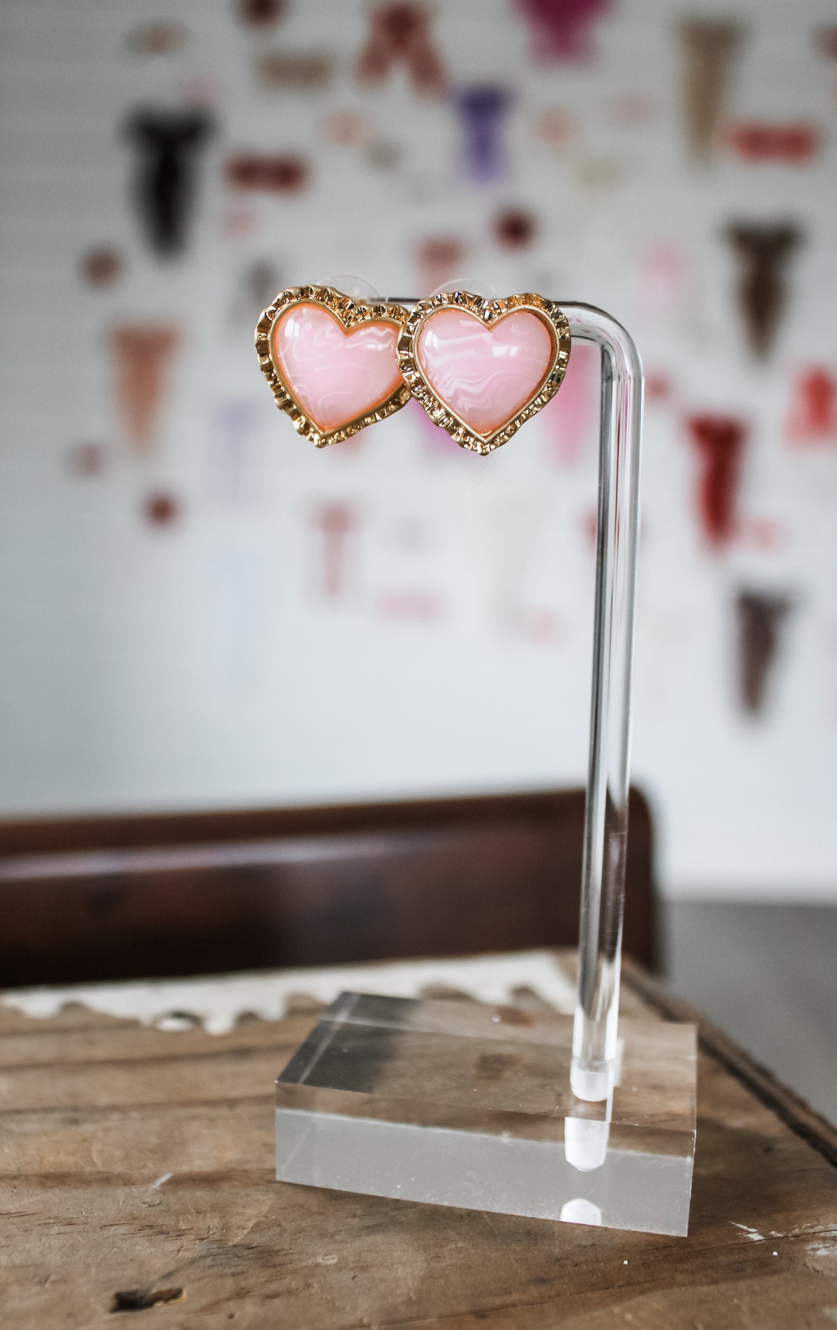 Oh My Heart Stud Earrings • Light Pink