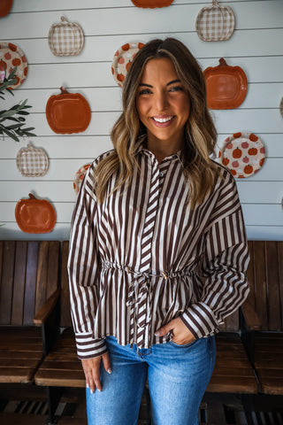 Sutton Drawstring Waist Top • Brown
