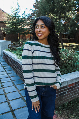 Cabin Fever Striped Sweater • Green - FINAL SALE