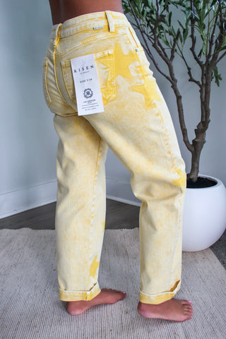 Rosy Star Print Boyfriend Jean • Banana
