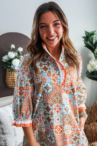 Posh In Print • Orange/Teal