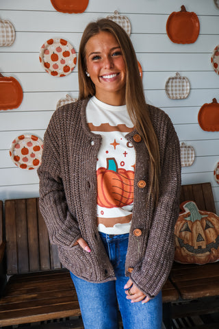 Hayrides & Bonfires Cardigan • Brown