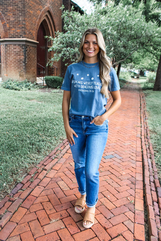 She Speaks Wisely Graphic Tee • Dusty Navy