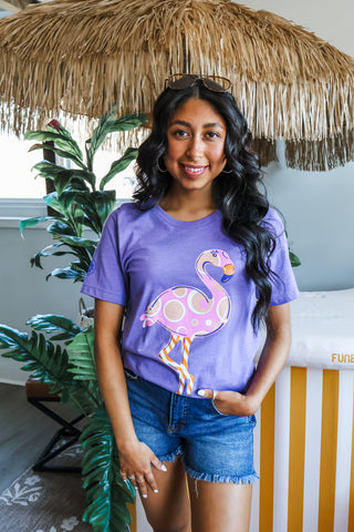Flamingo Festival Graphic Tee • Heather Purple