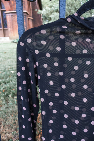 Pretty Polka Dot Mesh Top • Black