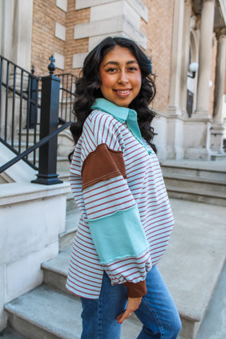 Ember Striped Pullover • Mint/Cocoa