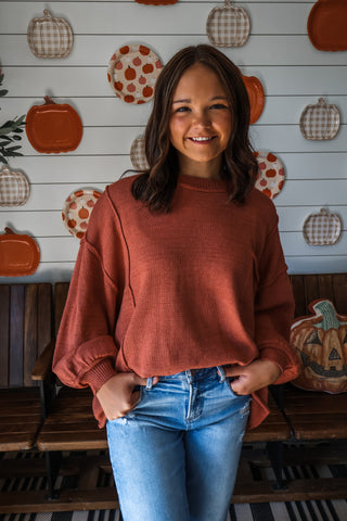 Spiced Cider Slouchy Sweater • Terracotta