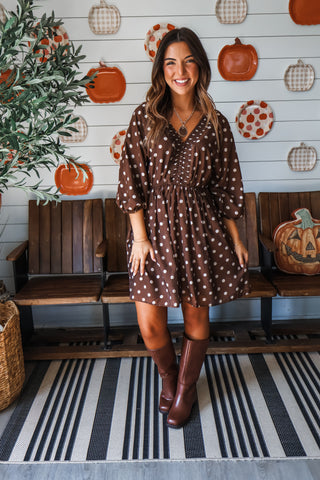 Polka Dot Darling Pocket Dress • Chocolate