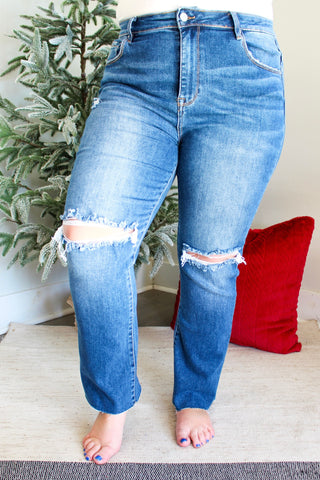 Jolee Distressed Straight • Medium Wash - PLUS