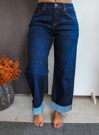 Tilly Wide Cuffed Jean • Dark Wash