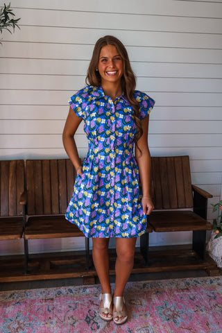 Spring Fever Pocket Dress • Blue Multi