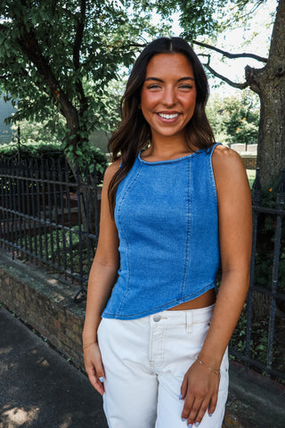 Deep Dive Asymmetrical Top • Medium Denim