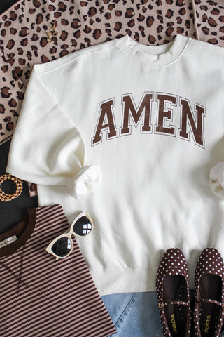 Amen Graphic Mock Neck Sweatshirt • Ivory