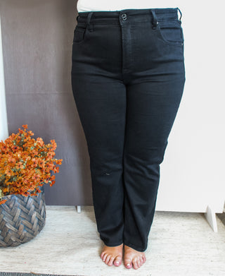 Keri Mid Rise Straight | Tummy Control • Black - PLUS