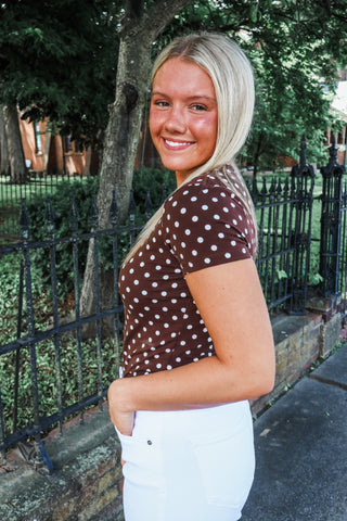 Carefree Cutie Dotted Tee • Chocolate
