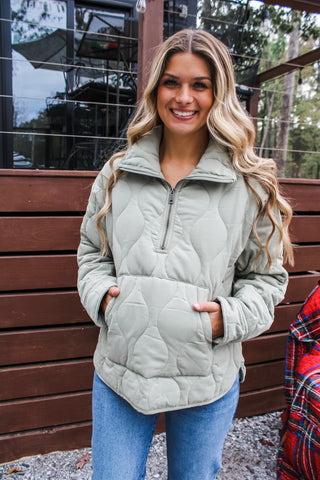 Hallmark Holiday Quilted Jacket • Sage