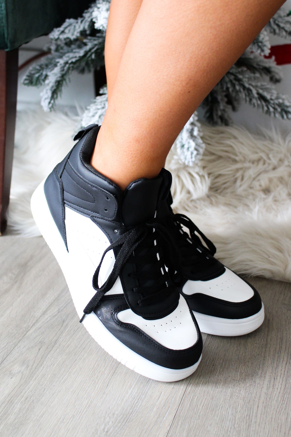 Aria High Top Sneaker •  Black/White