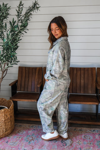 Woodland Camo Button Up • Olive Mix