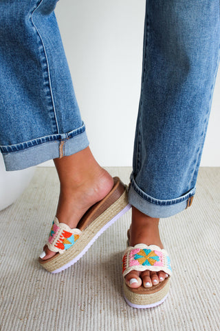 Paloma Platform Crochet Sandal • Beige - FINAL SALE