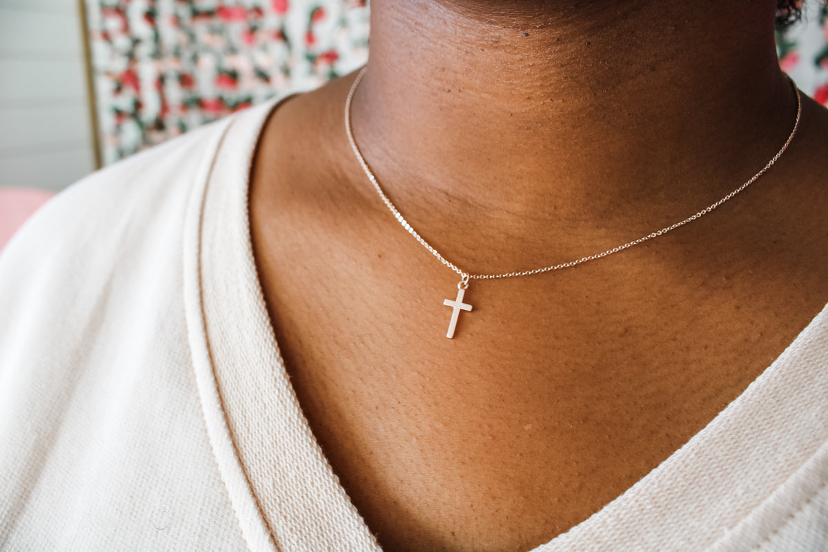 Simple Cross Necklace • Rose Gold