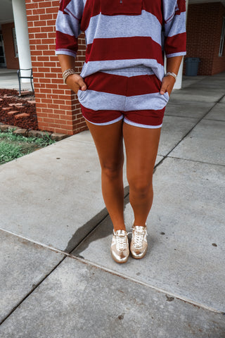 Press Play Short Set • Maroon Stripe