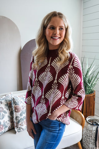 Autumn Moments Mock Neck • Wine